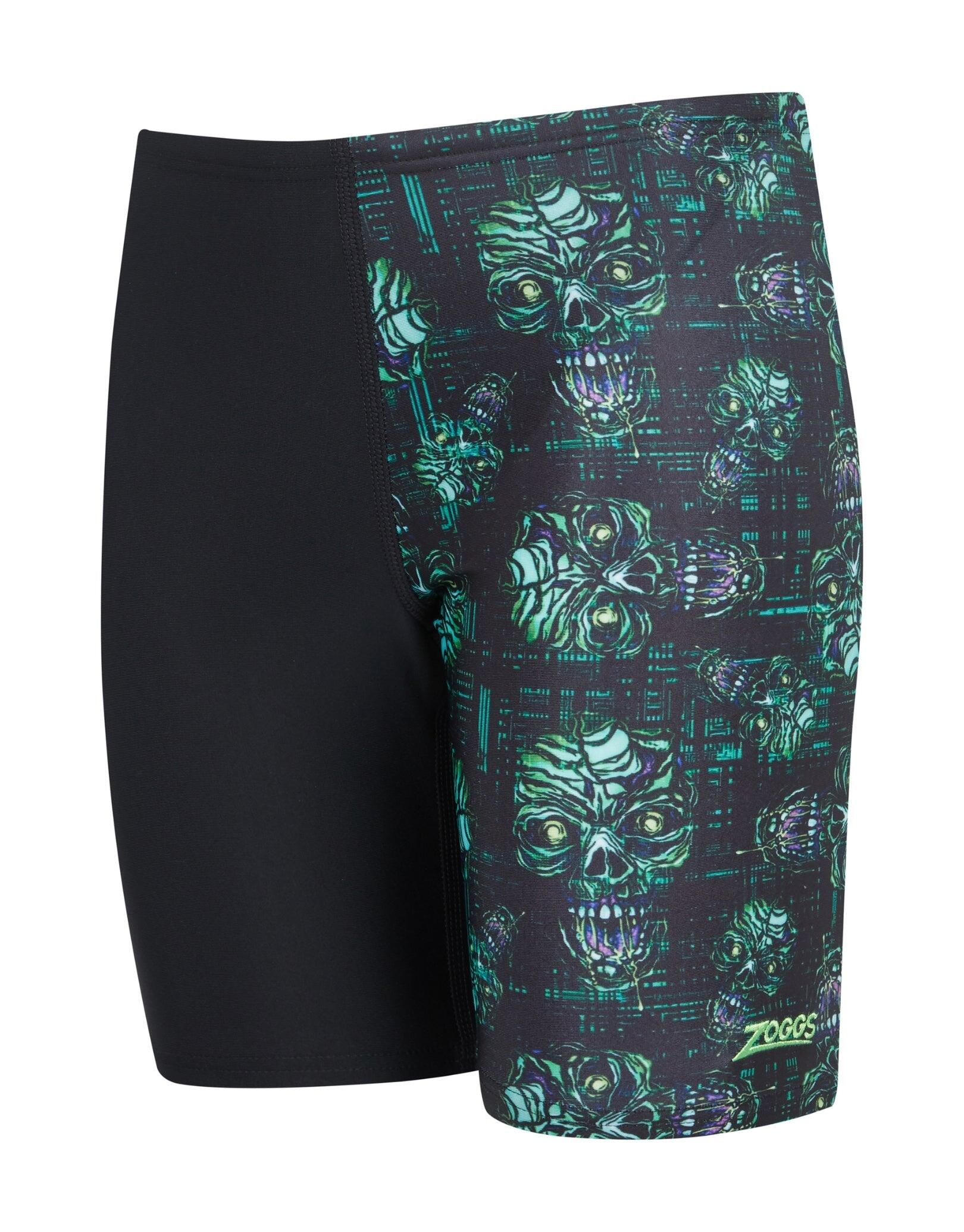 Zoggs Boys Zombie Mid Swim Jammer - Black/Green 4/5