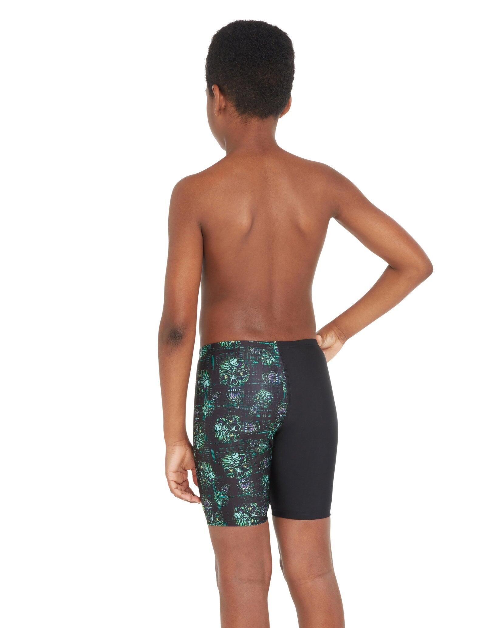 Zoggs Boys Zombie Mid Swim Jammer - Black/Green 2/5