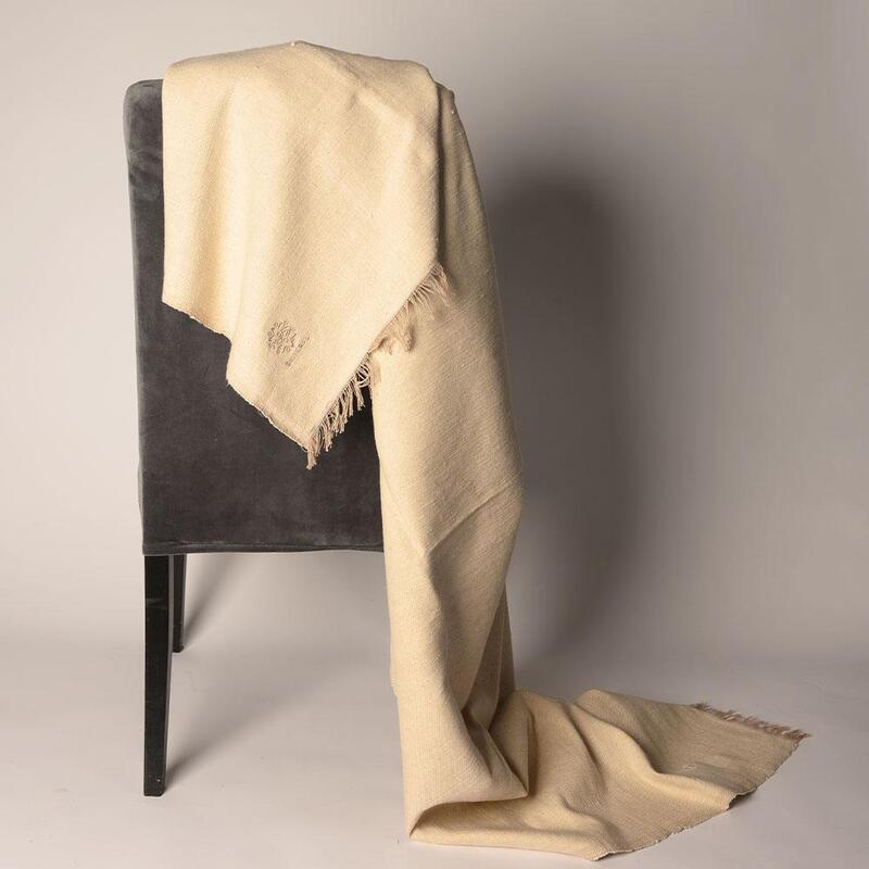 Pătură pentru yoga din bumbac confecționată manual - Bej
