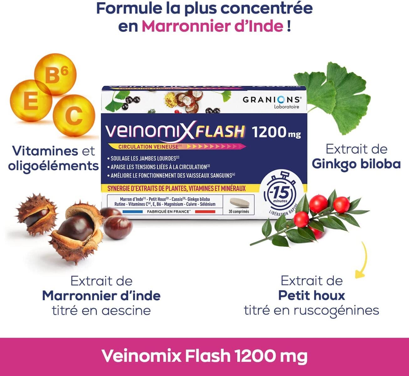 GRANIONS Veinomix Flash 1200 mg 3/6
