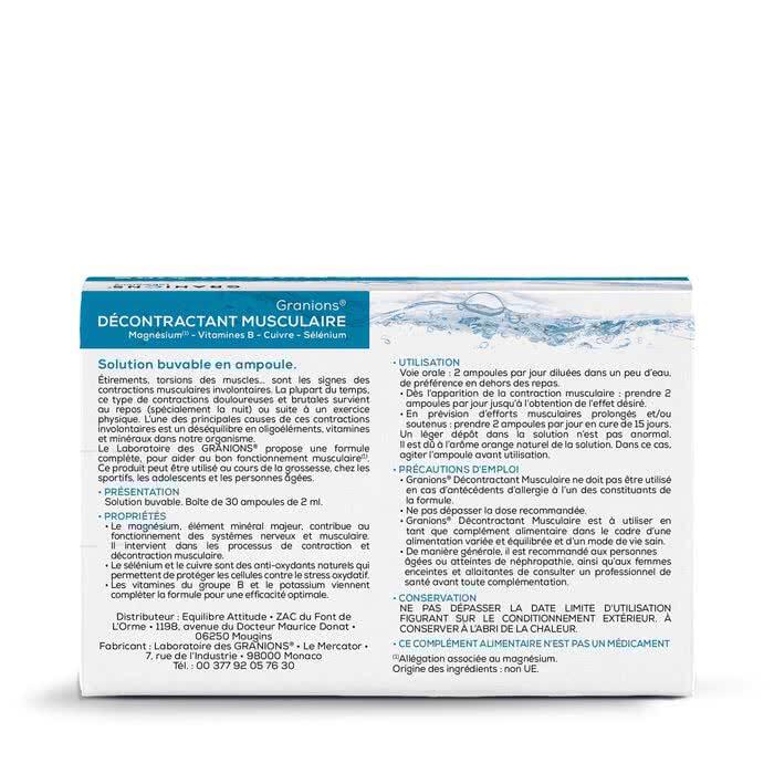 GRANIONS Décontractant Musculaire 30 ampoules 3/7