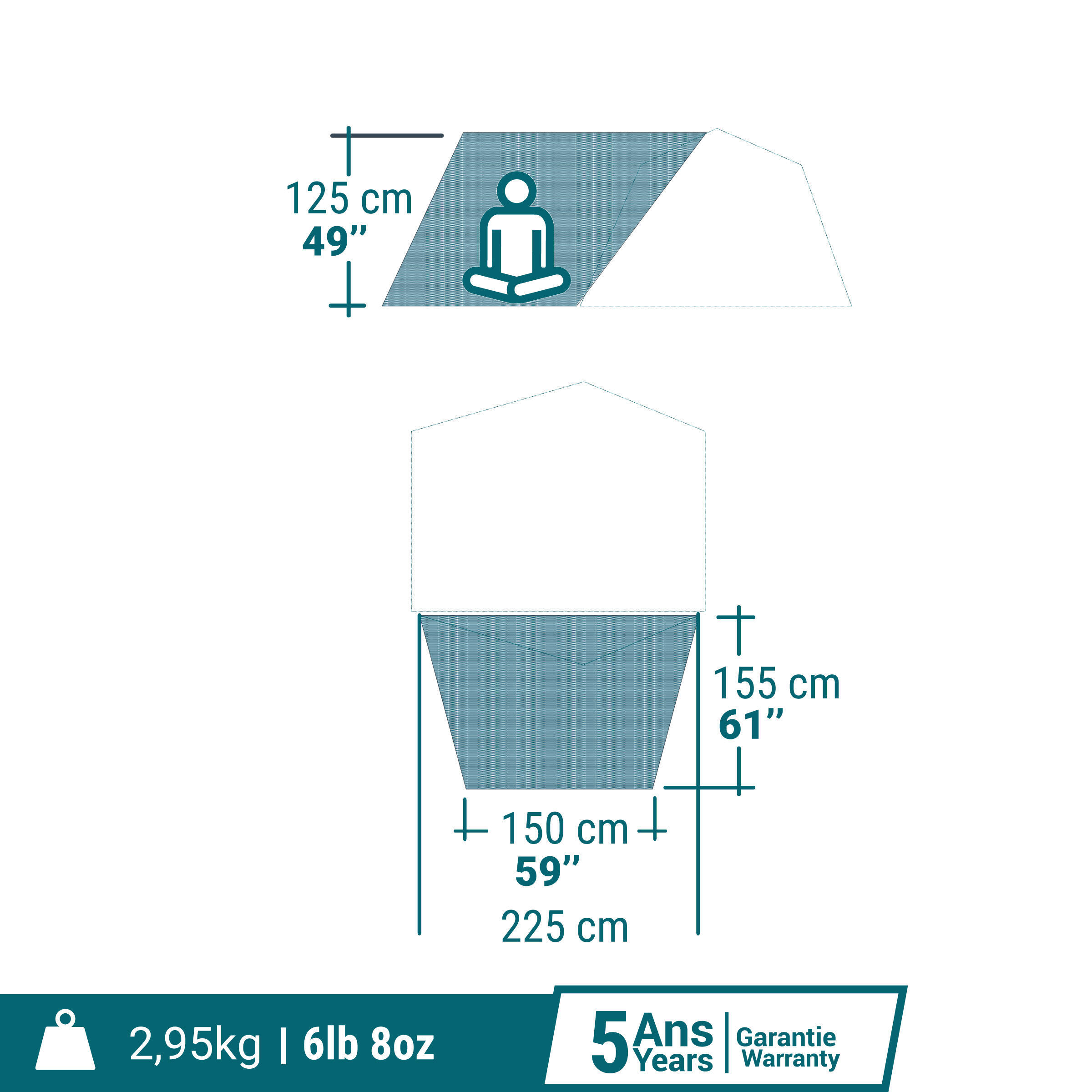 Tweedehands Voortent voor 2 Seconds Easy Fresh kampeertent 2/5