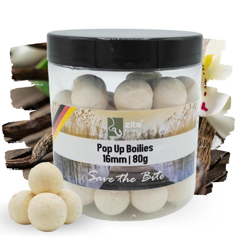 Pop-Up Boilie Set hochfängiges Vanille Aroma 16 mm Amino Karpfenköder 3x80g