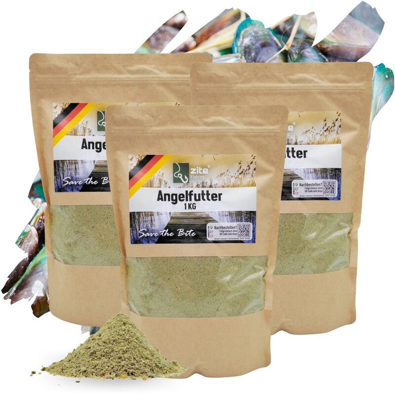 Grundfutter 3x1 kg Powerbait Angelfutter verführerisches Muschel Aroma