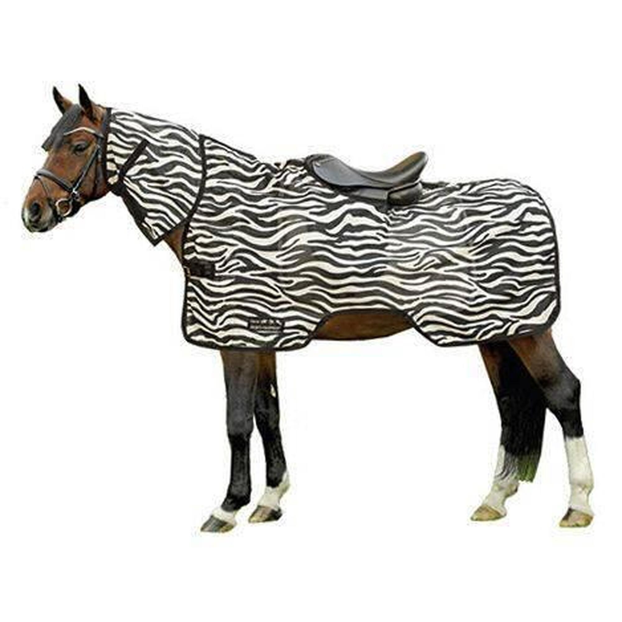 Fliegenausreitdecke Zebra für Pony / Rückenlänge 125 cm schwarz / weiß
