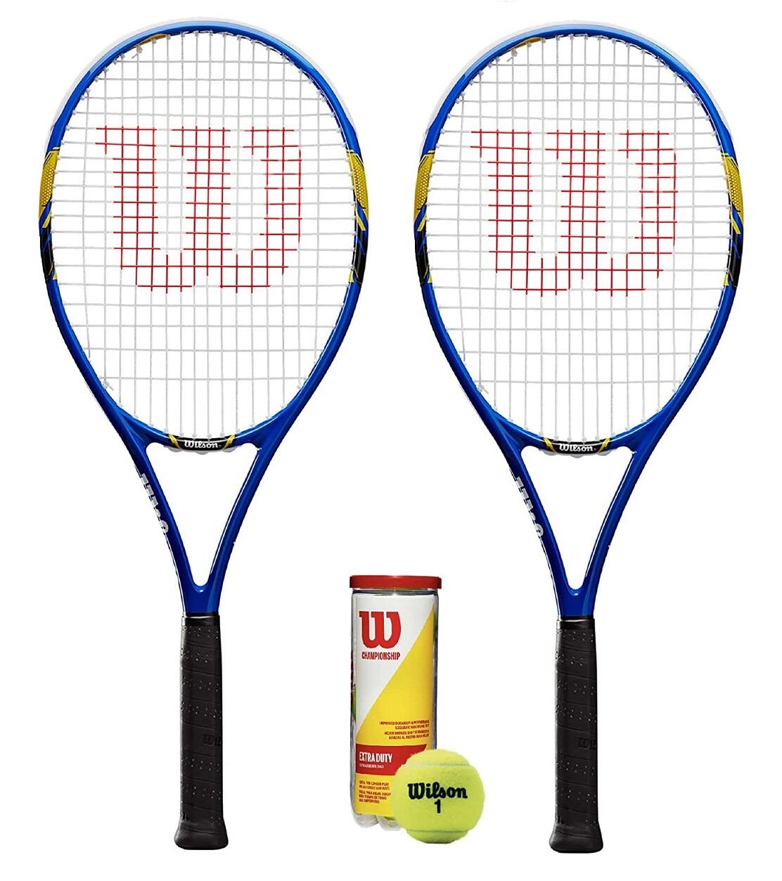 WILSON 2 x Wilson US Open Tennis Rackets + 3 Tennis Balls