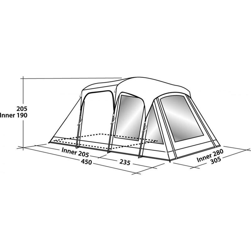 Ruime tent voor 5 personen - Extra hoog - Richmond 500 - 450x305x205 cm