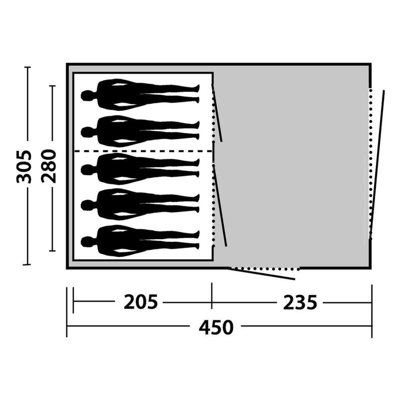 Ruime tent voor 5 personen - Extra hoog - Richmond 500 - 450x305x205 cm