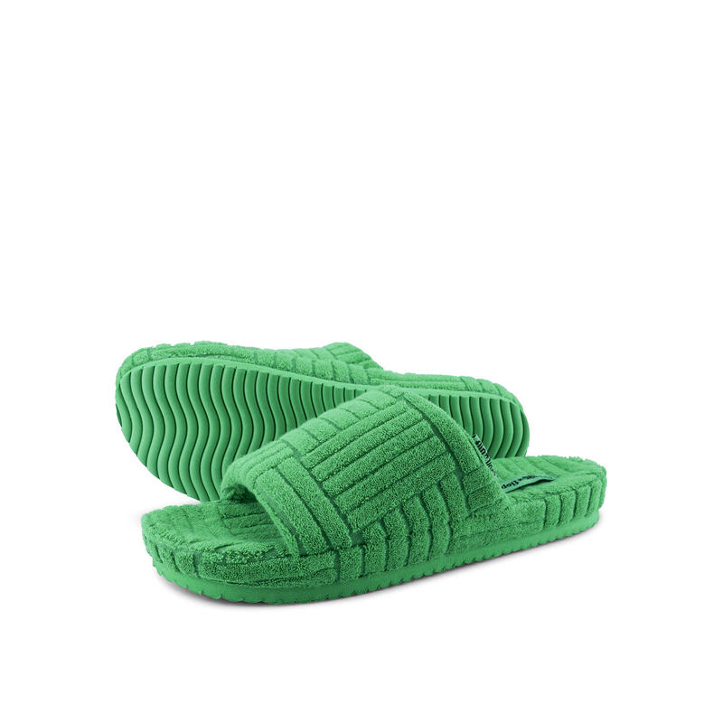 Damen flip*flop home*frottee Slides Smaragdgrün