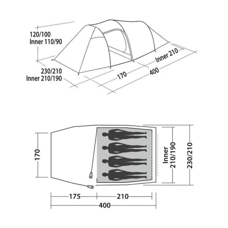 Tente de camping pour 4 personnes - facile à monter en 15 minutes - Magnetar 400