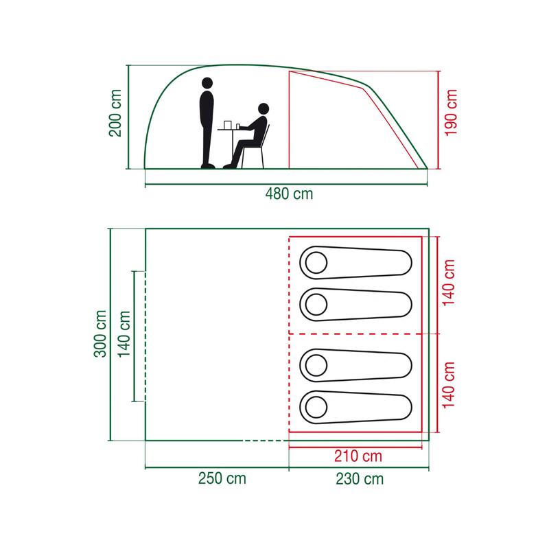 Tienda familiar para 4 personas - Vespucci 4 - Verde