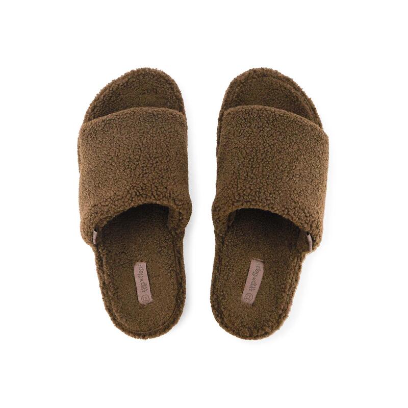 Damen flip*flop home*slide teddy Slides Braun