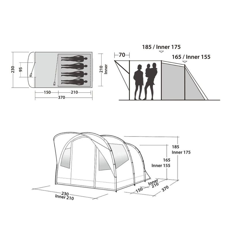 Tent voor 4 personen - 15 minuten montage - Elendale 400