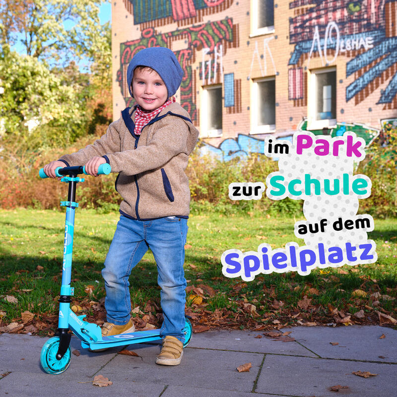 Scooter LED - Moonracer -  City Scooter Kinder mit Federung - Kinderroller