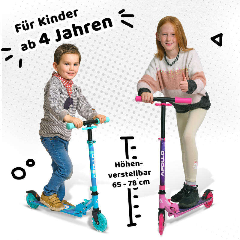 Scooter LED - Moonracer -  City Scooter Kinder mit Federung - Kinderroller