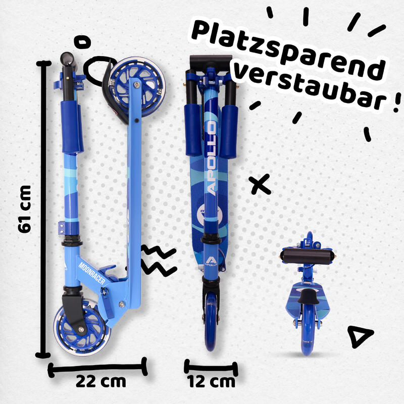 Scooter LED - Moonracer -  City Scooter Kinder mit Federung - Kinderroller