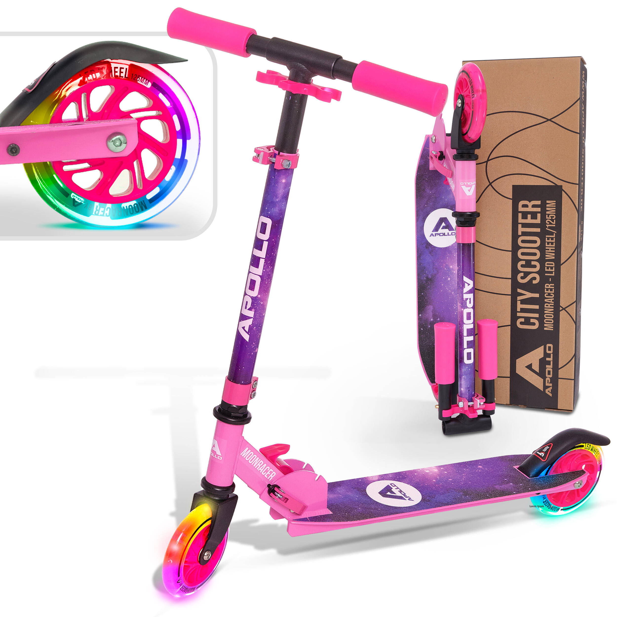 APOLLO Scooter LED - Moonracer - Stadstep voor kinderen met vering
