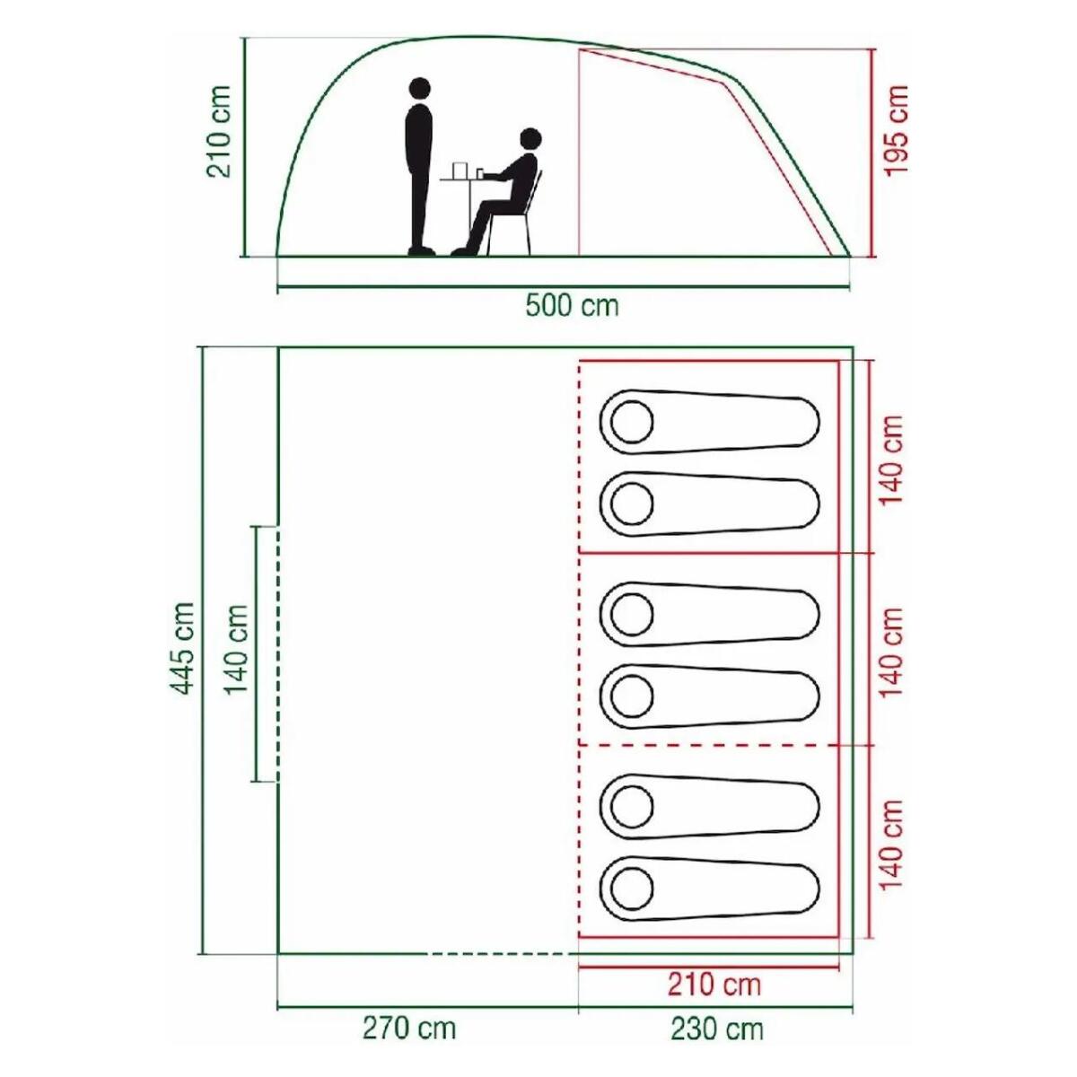 Tenda familiare di lusso per 6 persone - Vespucci 6 - Verde 7/7
