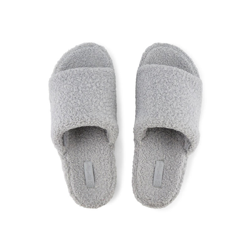 Damen flip*flop home*slide teddy Slides Hellgrau