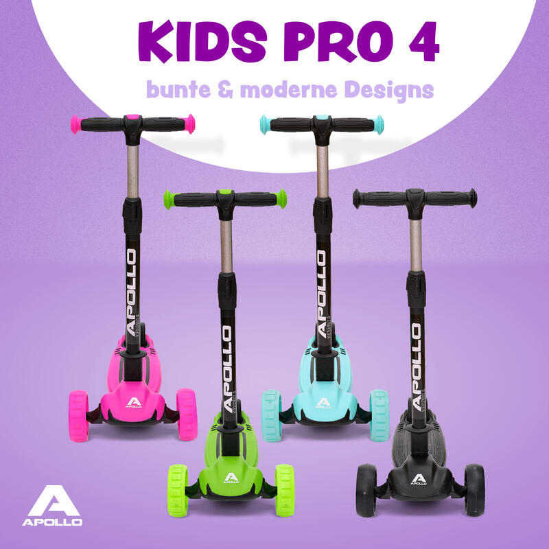 Kinderscooter - KidsPro4 - klappbarer LED 3-Rad-Roller