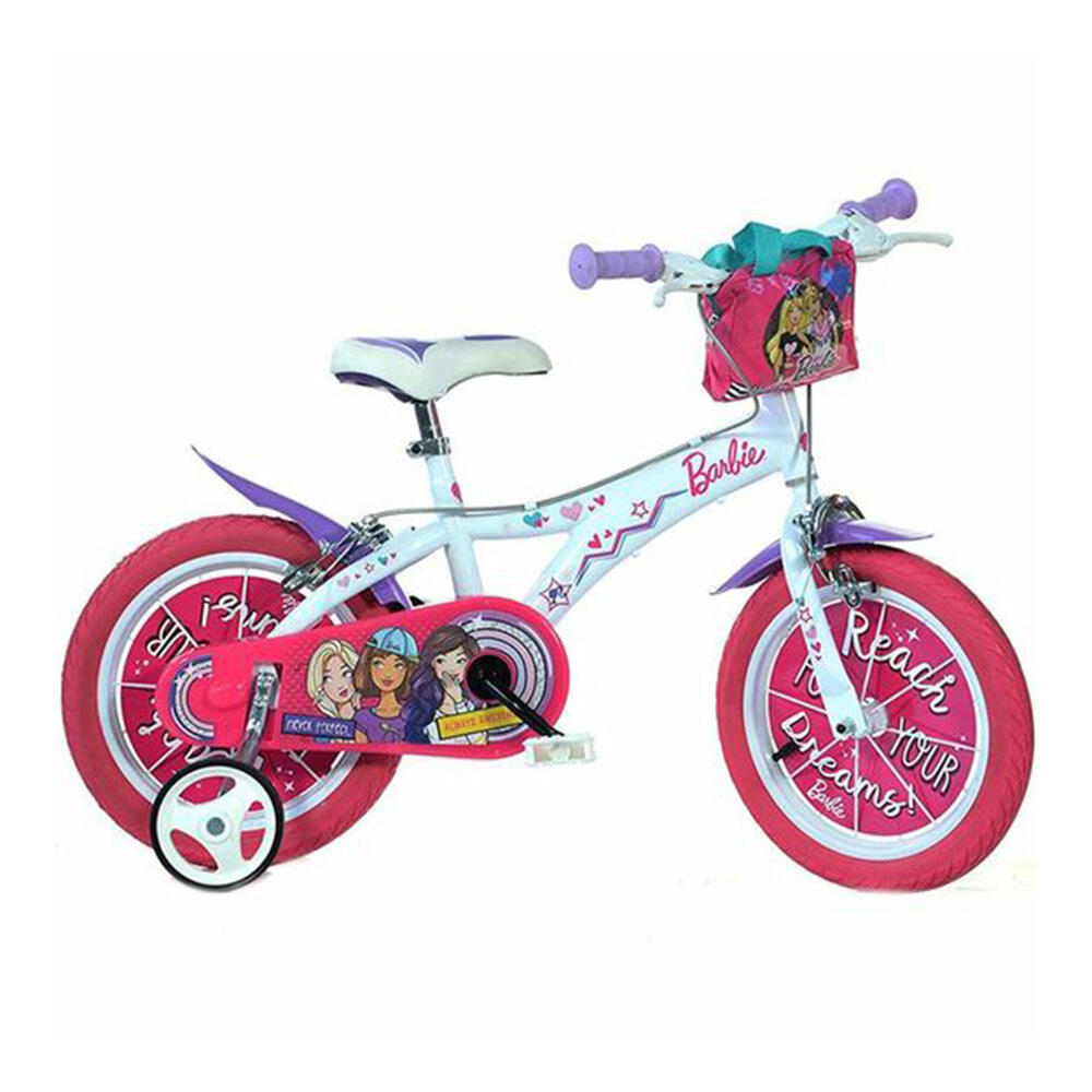 Dino Barbie Kids Bike with Stabilisers - 14" Wheels 1/1