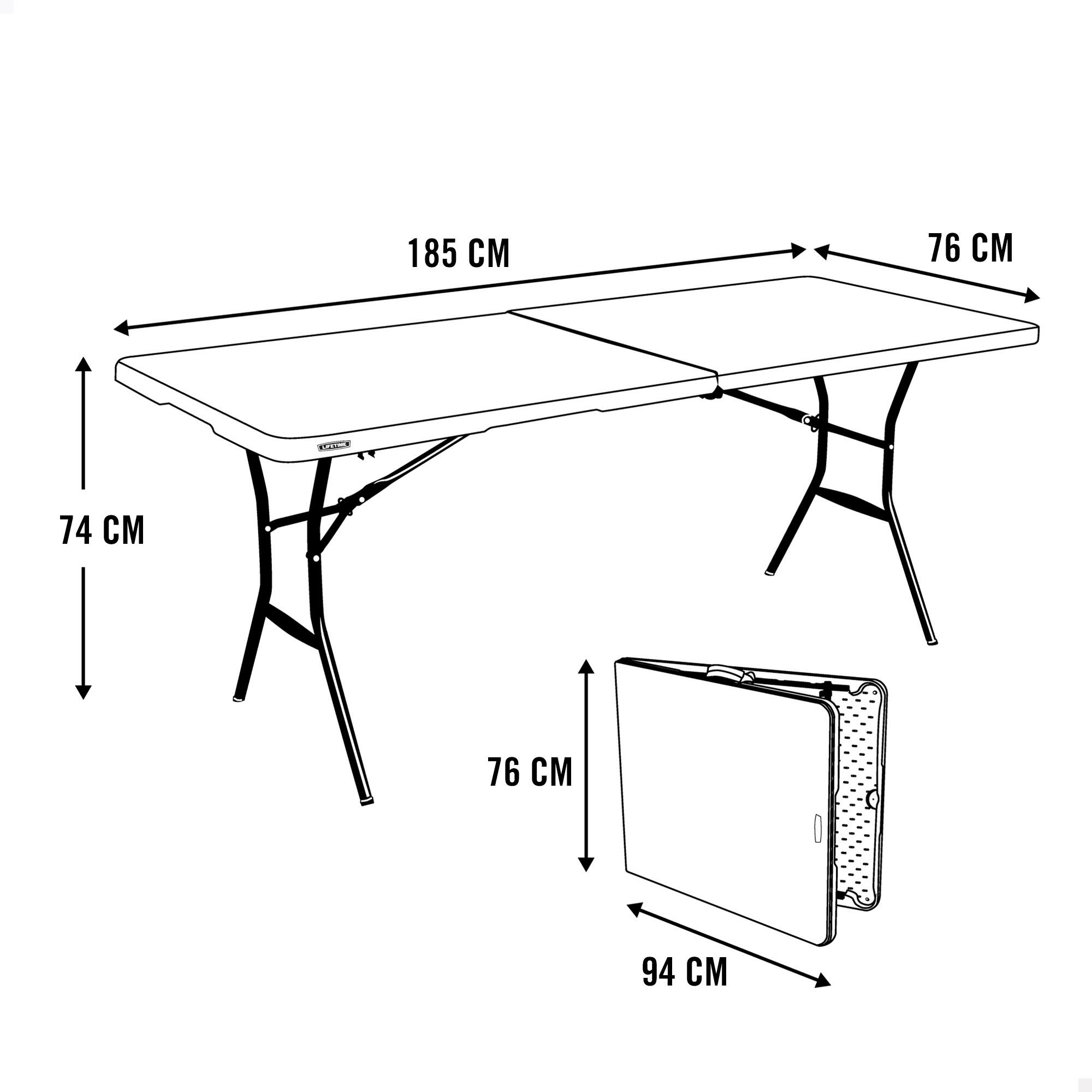 Table Klapptisch Lifetime Weiß 185 x 74 x 76 cm Stahl Kunststoff 7/7
