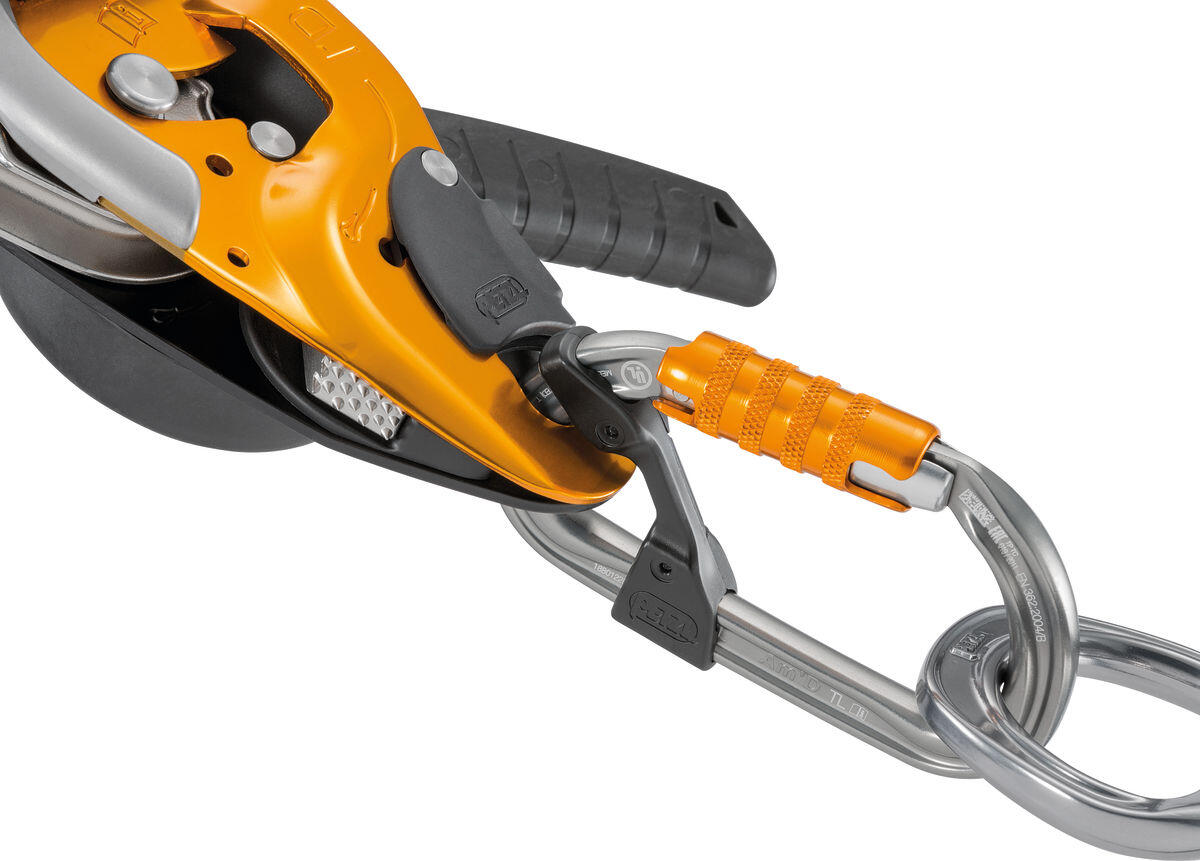 Mousqueton Petzl AmD Ball‑Lock aluminium profil H D asymétrique 27 kN 75 g 3/4