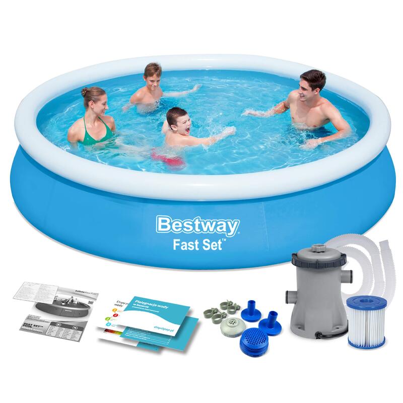 Piscina gonflabila 9in1 Bestway 57274, rotunda, albastra, 366x76 cm