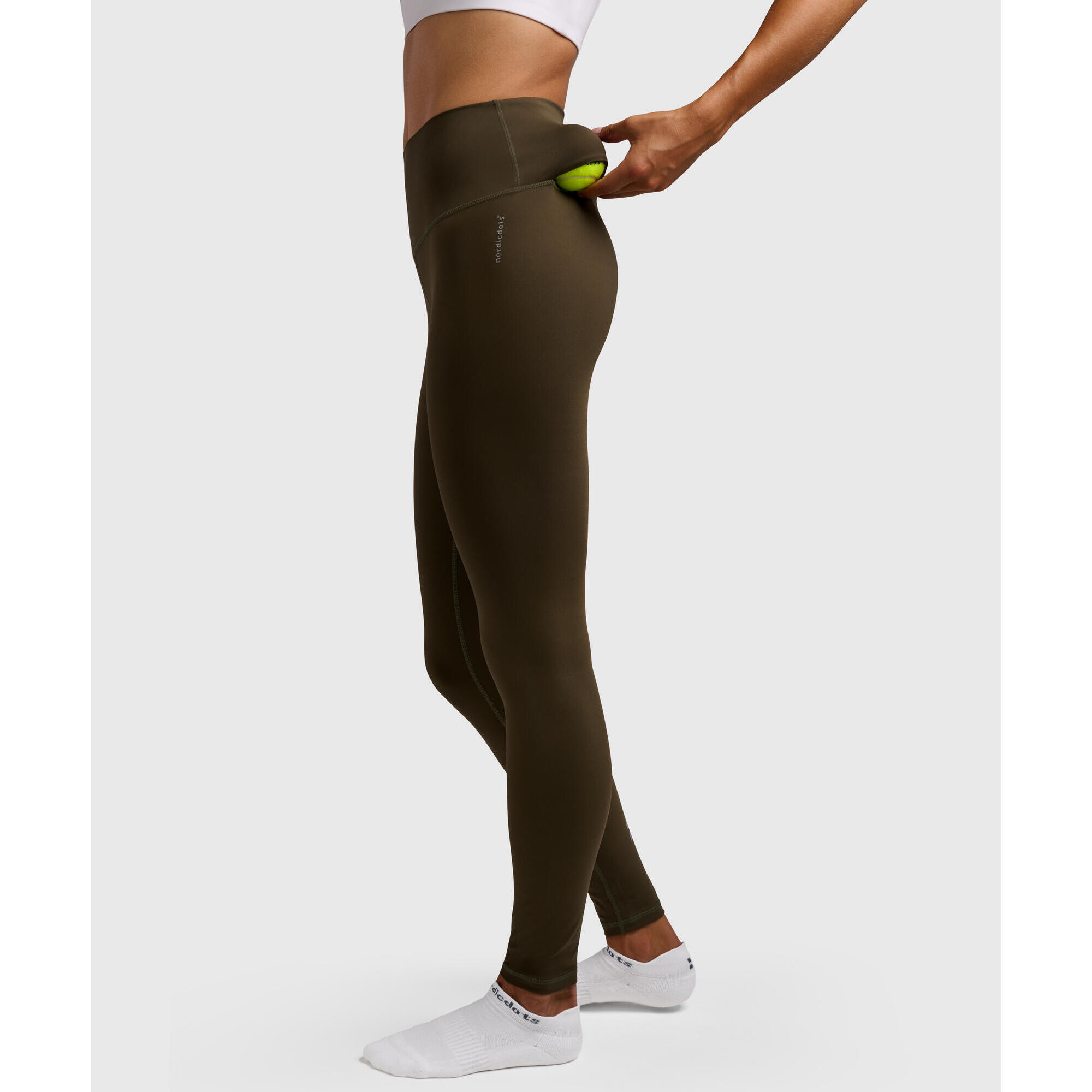 Nordicdots - Smart Legging De Tennis/padel Femme Olive - Legging - Vert - 36 Xs - Decathlon