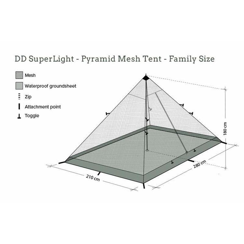 Adapost plasa anti tantari DD Hammocks Superlight Pyramid Mesh 3 4 persoane