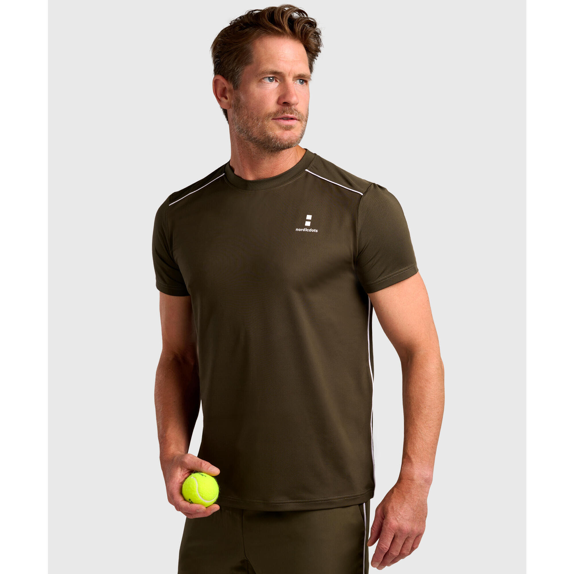 Nordicdots - T-shirt De Tennis/padel Performance Homme Olive - T-shirt Manches Courtes - Vert - 40 M - Decathlon