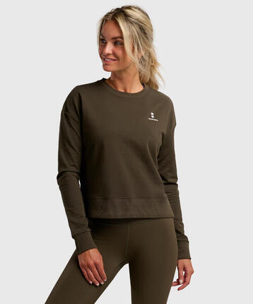 Sweat-shirt de Tennis/Padel femme en coton Vert olive