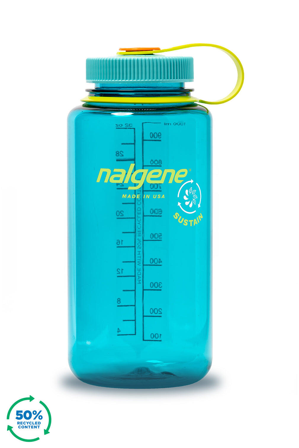 1L Wide Mouth Sustain Water Bottle - Made From 50% Plastic Waste - Turquoise 1/5