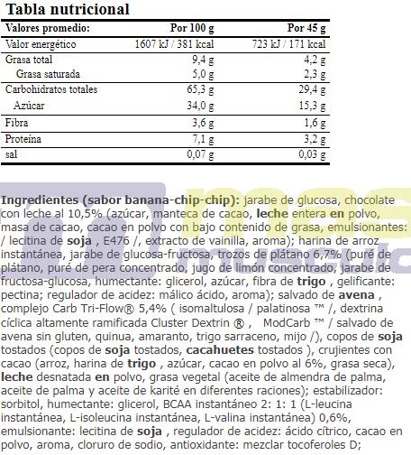 Barrita Sport Power Energy Cake - 45g Chocolate Platano Amix Nutrition 3/3