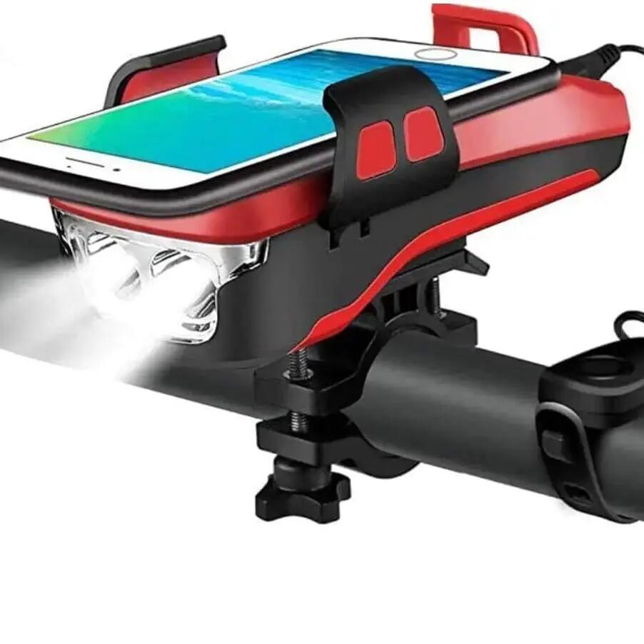 Headlight Bicycle 550 Lumen With Phone Holder, Powerbank And Horn