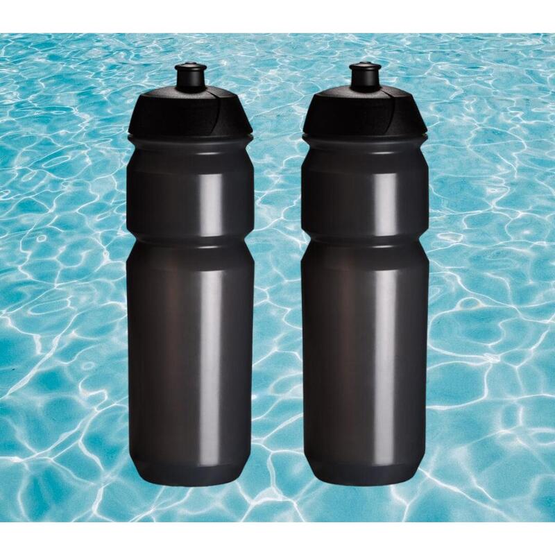 2 x Bouteilles d'eau - 750 ml - Noir transparent Bidon