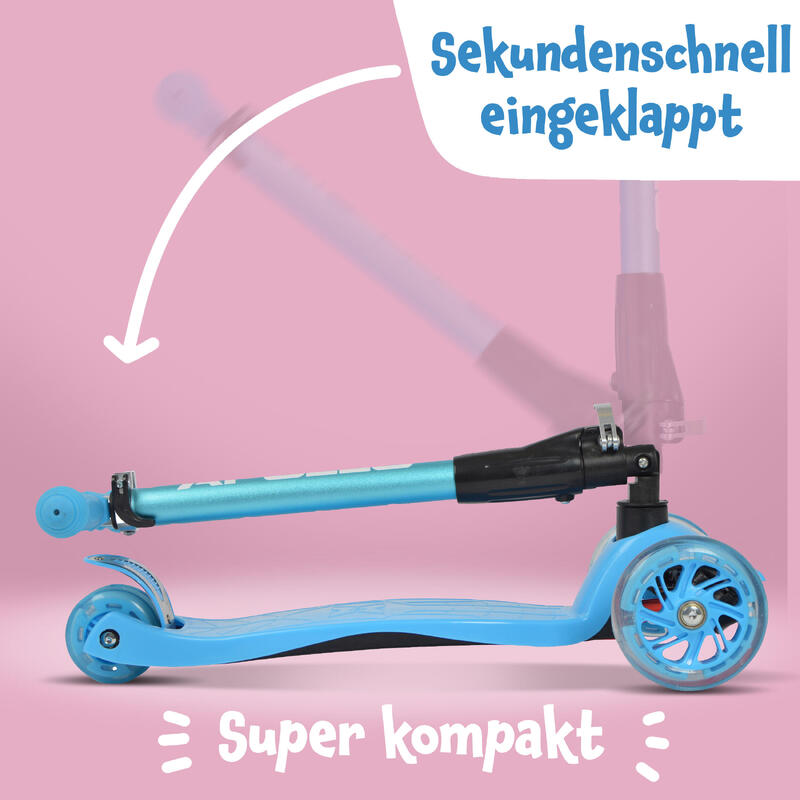 Kinderroller Kids Whiz LED - klapp- und verstellbarer 3-Rad Scooter