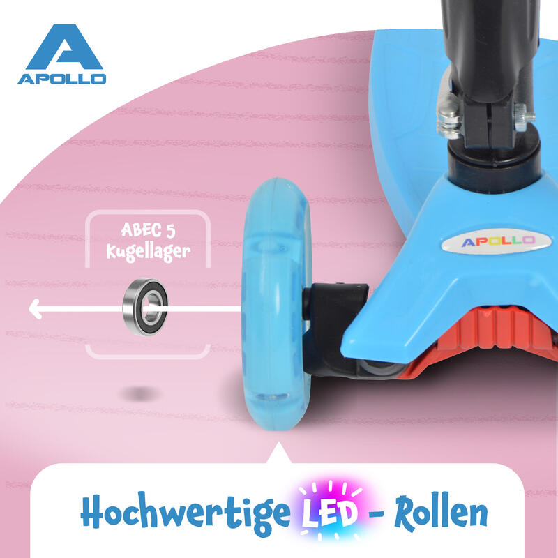 Kinderroller Kids Whiz LED - klapp- und verstellbarer 3-Rad Scooter