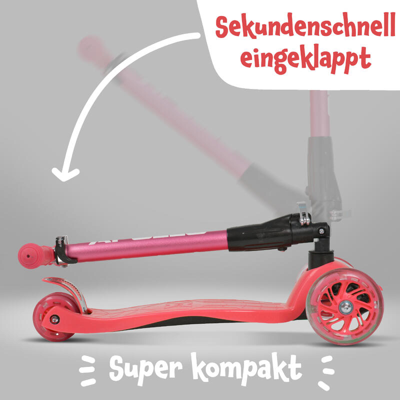 Kinderroller Kids Whiz LED - klapp- und verstellbarer 3-Rad Scooter