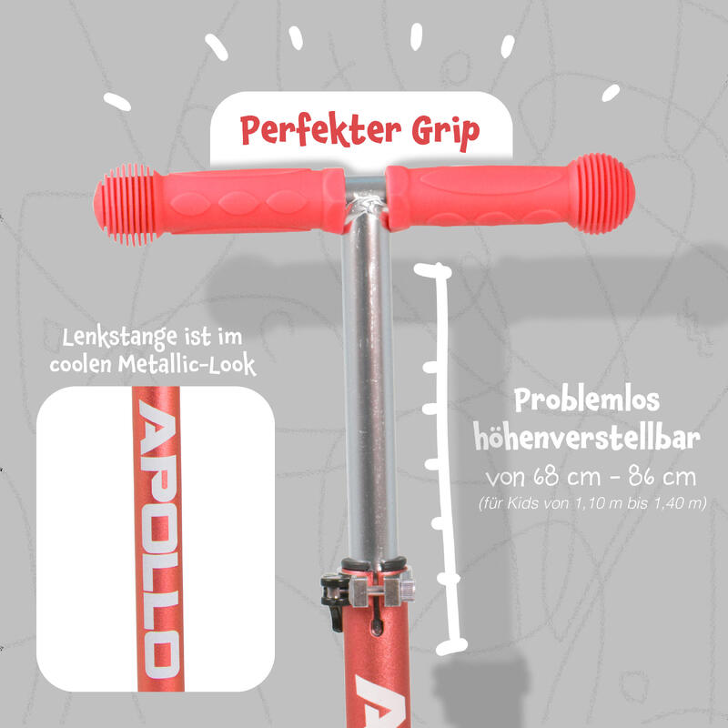 Kinderroller Kids Whiz LED - klapp- und verstellbarer 3-Rad Scooter