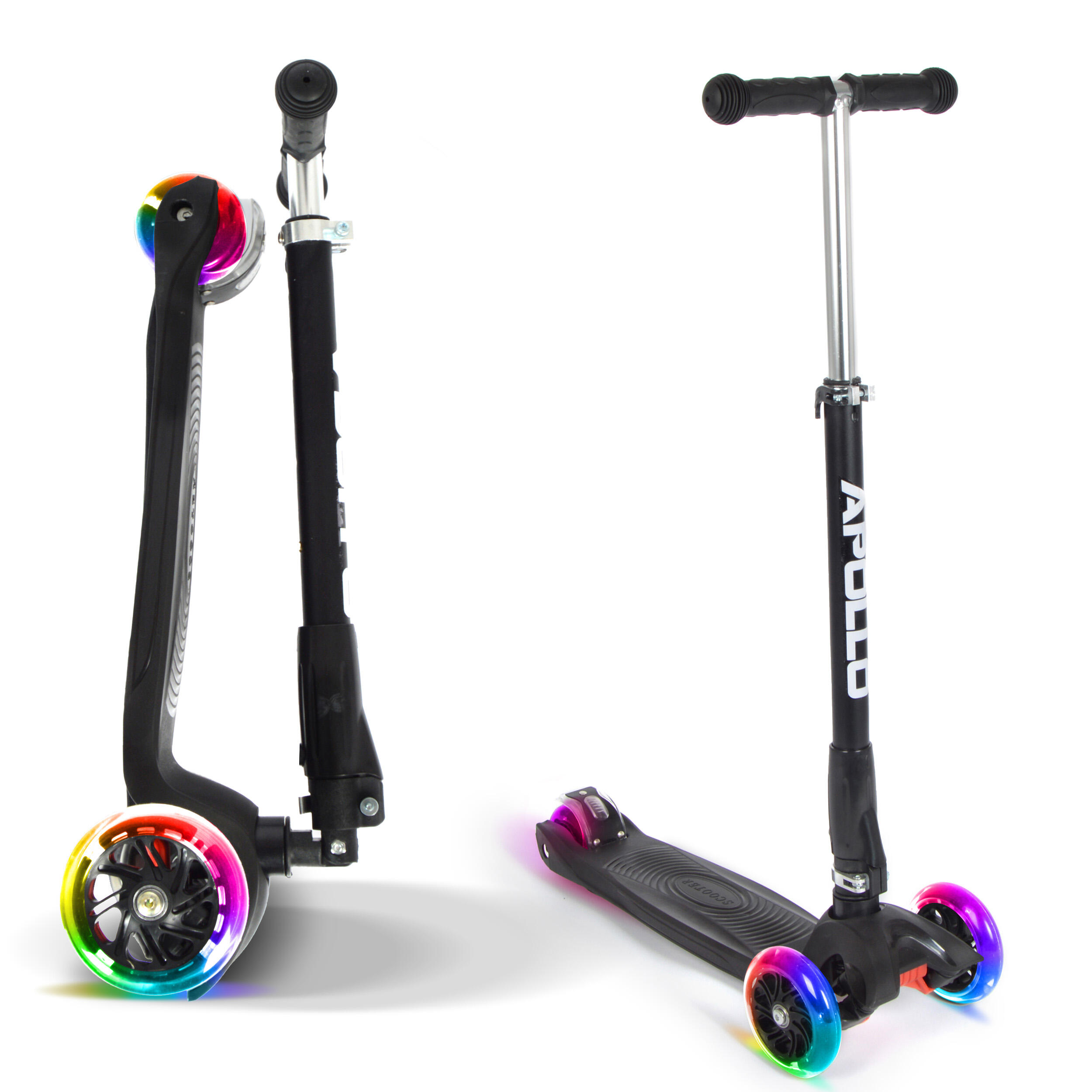 APOLLO Monopattino Kids Whiz 3 Ruote, Piegevole, Regolabile, LED, Bambini 3+ Anni