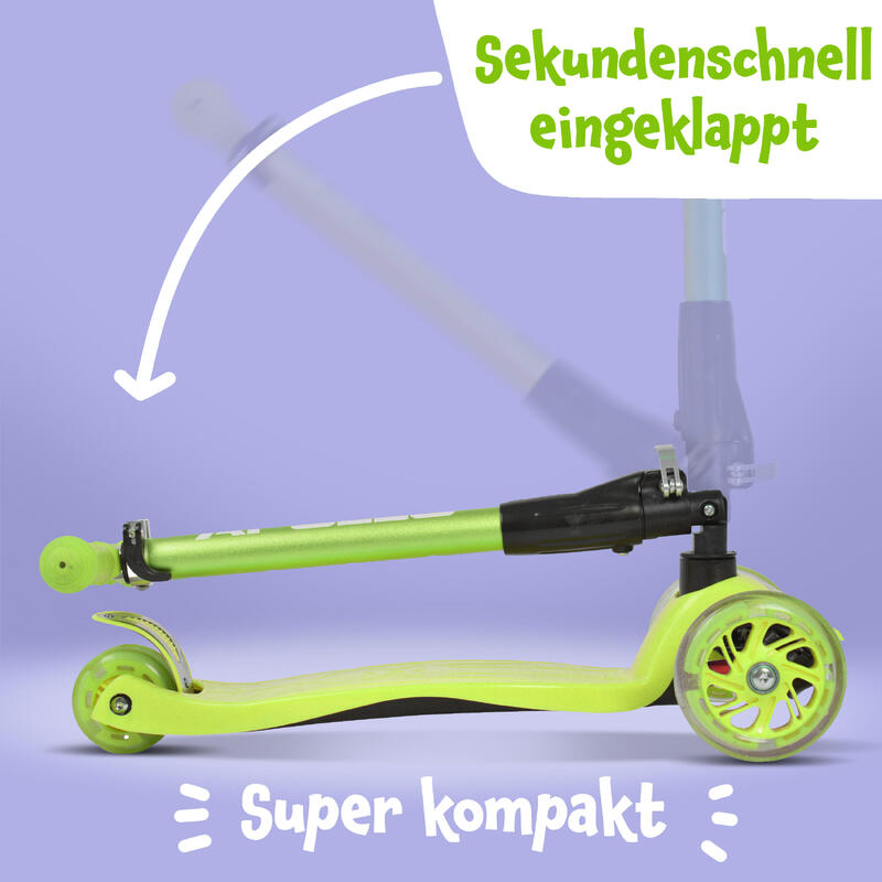 Kinderroller Kids Whiz LED - klapp- und verstellbarer 3-Rad Scooter