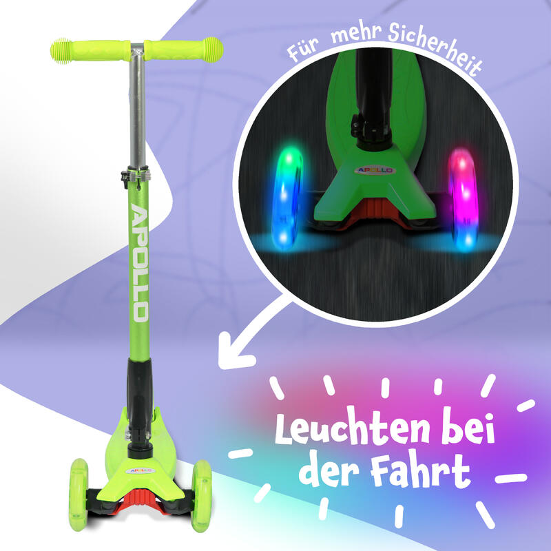 Kinderroller Kids Whiz LED - klapp- und verstellbarer 3-Rad Scooter