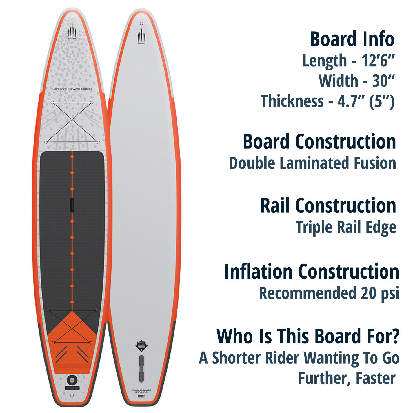 SHARK TOURING 12'6 x 30" x 5" FOR LIGHTER RIDERS 2/7