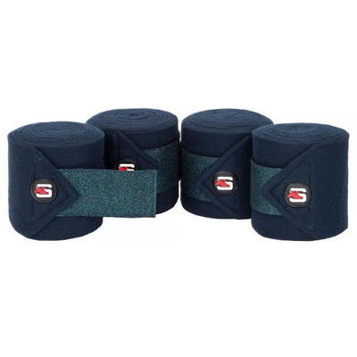Fleece bandages voor paarden start glitter set van 4 zwart/donkerblauw/roze