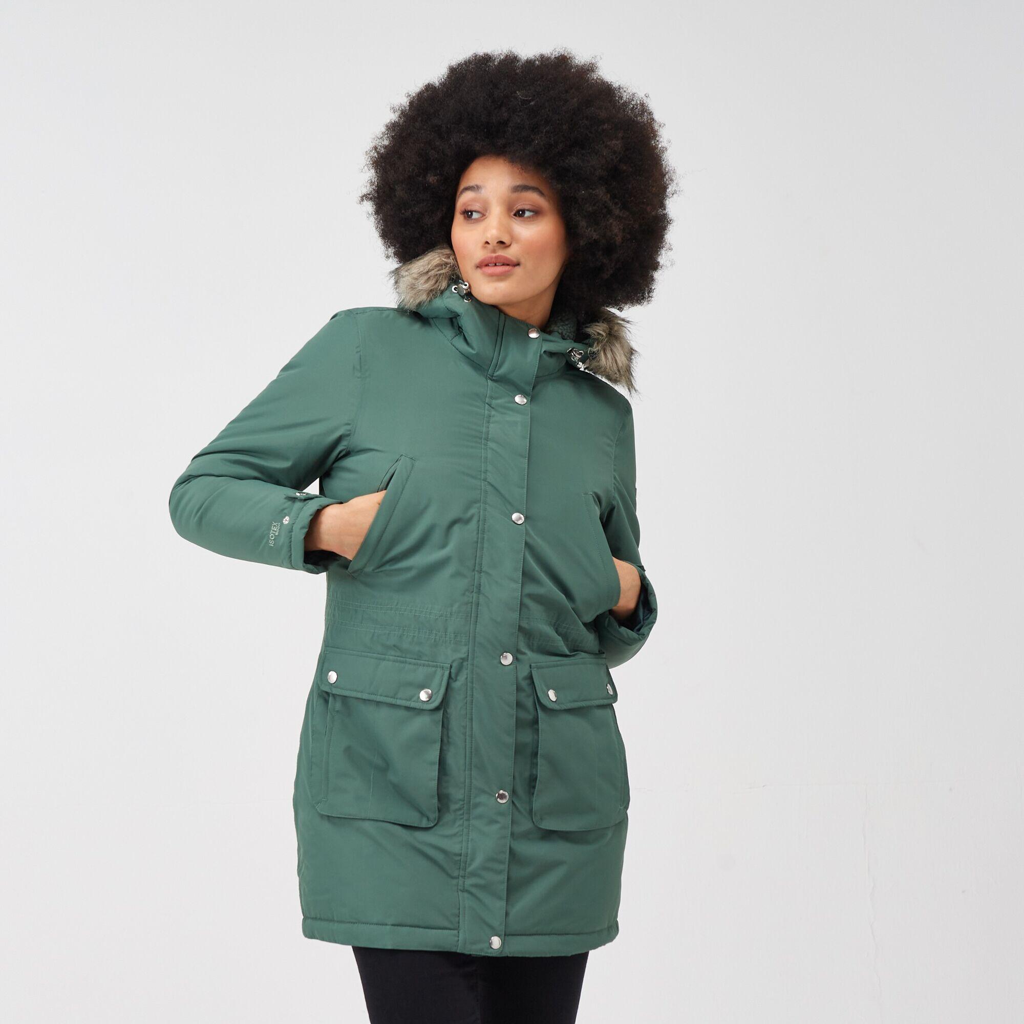RAGEMAN Damen-Parka-Mantel, Outdoor, wasserabweisend, Damen-Kapuzenjacke, wasserabweisend, lang, Winter, warm, Outwear für Outdoor, Spaziergang, Schwarz 1, XXL