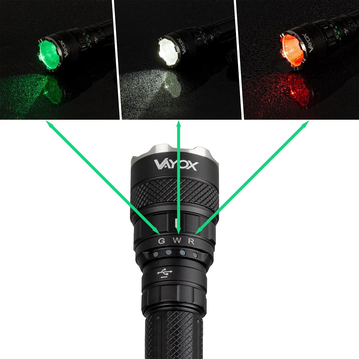 Vayox VA0099 zaklamp, 1500lm, SST40 15W 6500K, oplaadbaar, 3 kleuren 3/7
