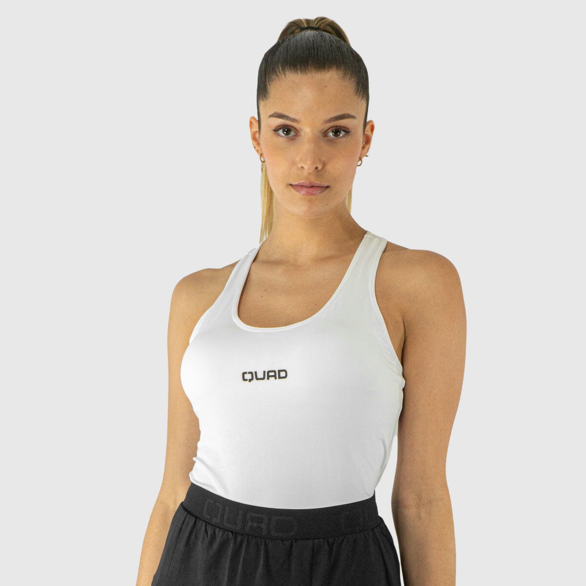 Top padel quad de alças com copas branco mulher
