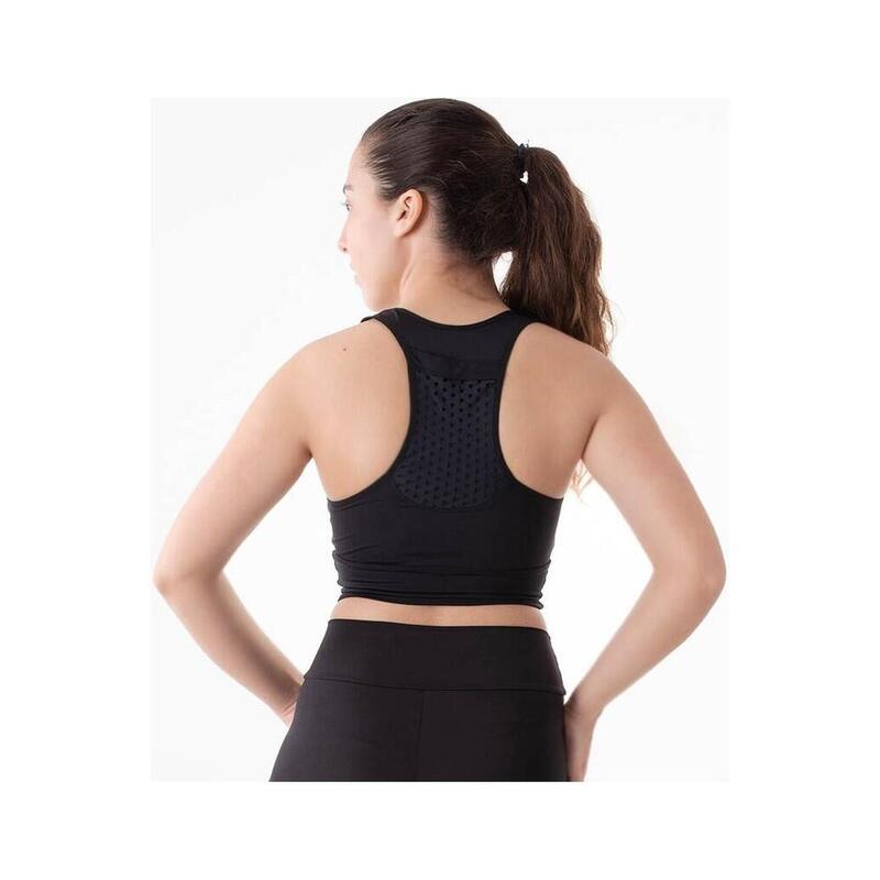 Top Donna Fitness Compressione con tasca Neri Cutback