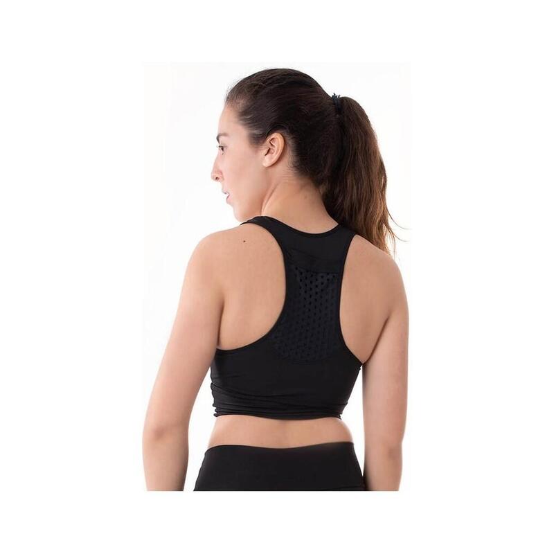 Top Donna Fitness Compressione con tasca Neri Cutback